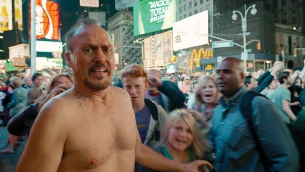 Michael Keaton bears all in <i>Birdman</i>.