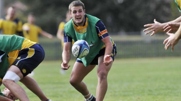 Ian Prior trains with the Brumbies this week. He will partner fellow rookie Zack Holmes in the halves against the Hurricanes on Friday night.