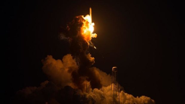 Orbital Sciences Corporation Antares rocket explodes. 