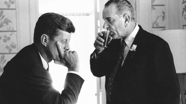Seeds of doubt: Kennedy's successor, Lyndon Johnson,  pictured with the presidential nominee in 1960.
