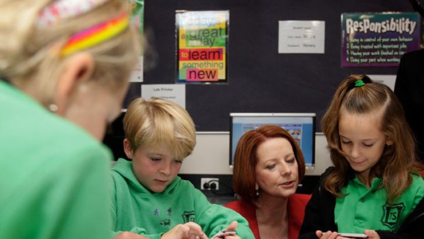 The Prime Minister, Julia Gillard, at Turner Primary School in Canberra.