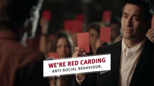 An image from the state government's Safe Night Out 'Red Card' campaign.