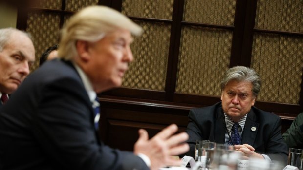 "Hollywood elites" Donald Trump and Steve Bannon.