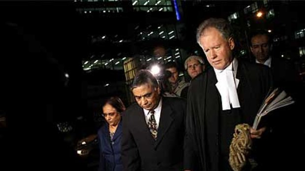 Dr Jayant Patel arrives at court with supporters to hear his fate.