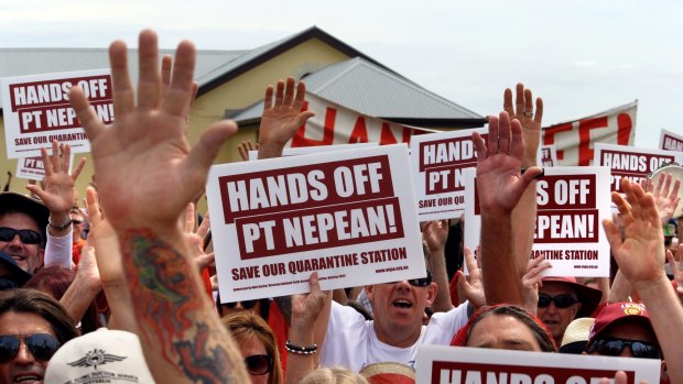 Community protests against Napthine government plans to lease Point Nepean to Point Leisure Group.