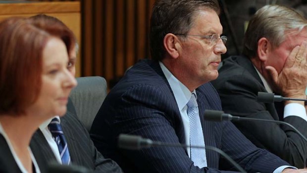 Prime Minister Julia Gillard and Victorian Premier Ted Baillieu at the Council of Australian Government meeting.