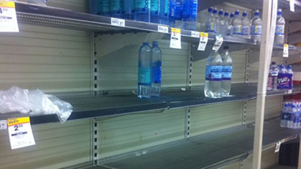 Bottled water almost sold out at Woolworths at Garden City at 3pm today.