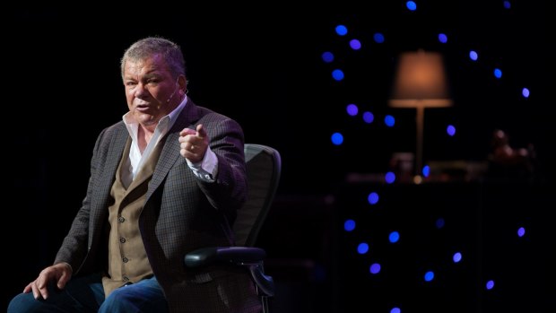 William Shatner on stage during his one man show.
