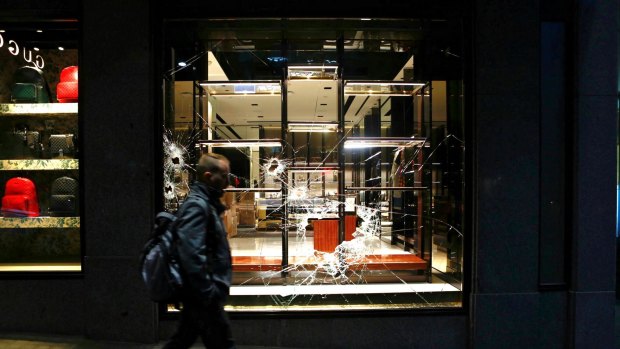 Gucci handbags stolen from their front window display on Collins Street. 