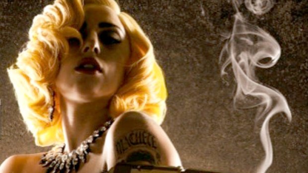 Wearing her role on her sleeve ... a close up of Lady Gaga in a promotional image for <i>Machete Kills</i>.