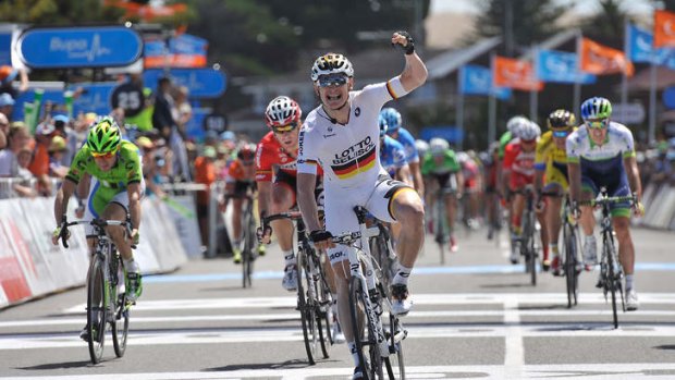 Andrei Greipel of Germany wins the stage during Stage Four of the Tour Down Under.