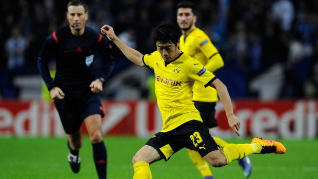 Shinji Kagawa on the attack for Dortmund.