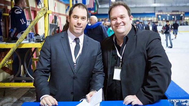 AIHL Commissioners Tyler Lovering and Peter Lambert at the 2012 AIHL grand final in Newcastle.