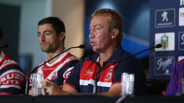 Challenging times: Roosters captain Anthony Minichiello and coach Trent Robinson on Tuesday.