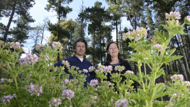 Gilles Lapalus and Jude Anderson put weeds to good use in their Chewton garden.