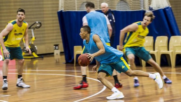 Dante Exum training with the Australian Boomers at the AIS last week.