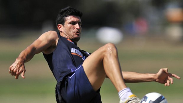 Nik Mrdja trains with Melbourne Victory yesterday.