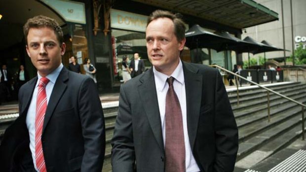 "Very leading" questions ... the  reporter Ben Fordham and the producer Andrew Byrne, from  A Current Affair, leave the Downing Centre court.
