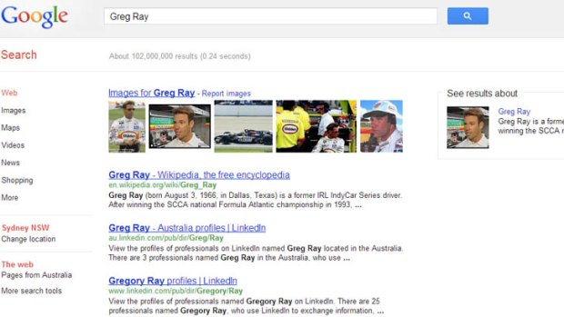 What a Greg Ray Google search looks like.