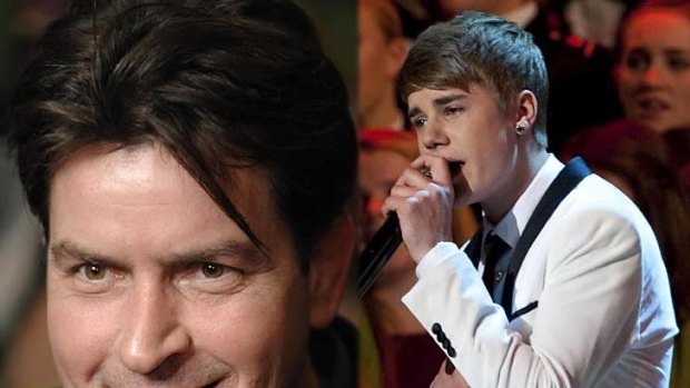 Charlie Sheen and Justin Bieber.