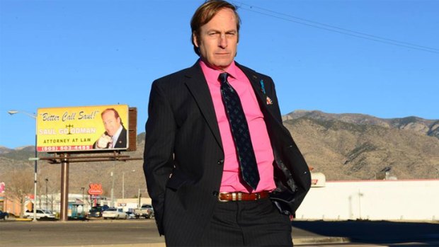 Sick of being under fire ... Saul Goodman in a bullet-proof vest warning.