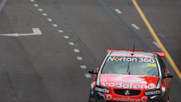 Quick practice: Jamie Whincup tackles the Adelaide street circuit.