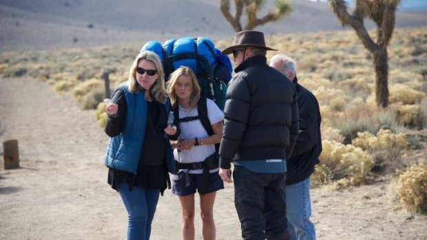 Cheryl Strayed and Reese Witherspoon during filming of <i>Wild</i>, based on Strayed's book of the same name.