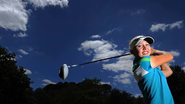 Big shoes: Jessica Korda competes in the New South Wales Women's Open today.