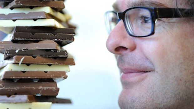 Guilt-free: Stefan Bon with the diet chocolate that promises to cut calorie counts by 50 per cent. <i>Source: University of Warwick</i>