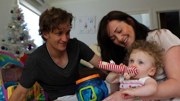 DNA test . . . Simon and Shantelle Tagg with their 18-month-old daughter, Marley, who was born with a chromosomal abnormality.