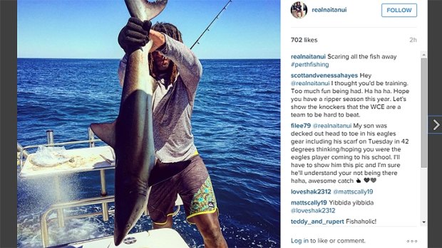 Nic Naitanui's Instagram followers are enjoying his fishing prowess.