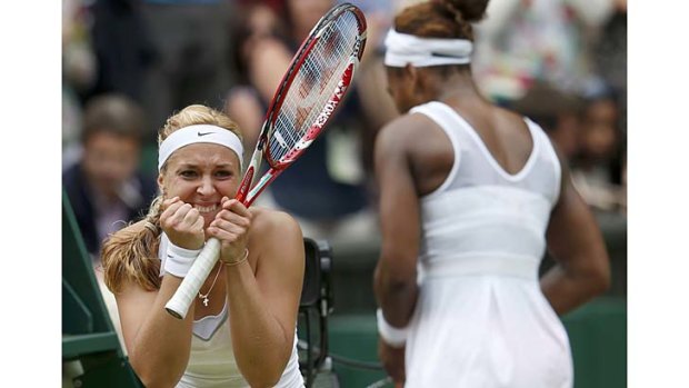 Sabine Lisicki celebrates after defeating Serena Williams.