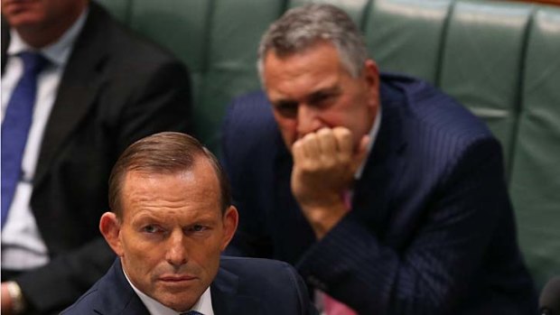 Prime Minister Tony Abbott and Treasurer Joe Hockey at Parliament House on Thursday.