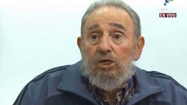 Fidel Castro during the TV interview, his first television appearance in 11 months.
