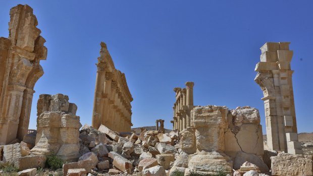 Damage is seen in the ancient city of Palmyra, Syria after it was liberated from Islamic State by the Syrian army.
