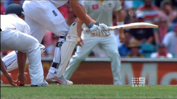 Fine line ... Phillip Hughes claimed a catch that bounced.
