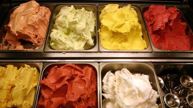 A selection of gelato at Pompei's in Bondi.