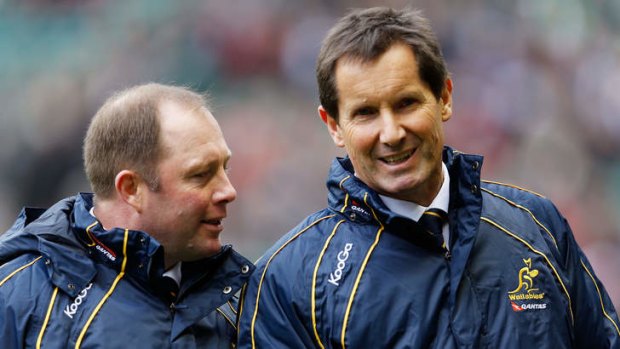 Top brass: Tony McGahan (left), pictured with then Wallabies coach Robbie Deans, has big plans to rejuvenate the Melbourne Rebels.