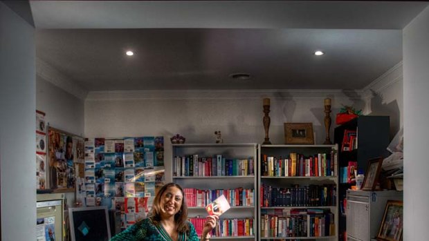 Romance author Nicola Marsh in her workspace at home.