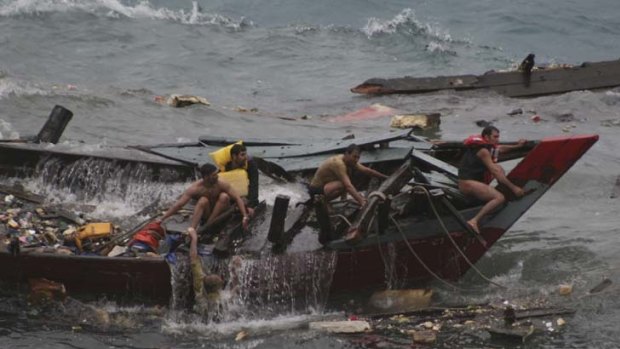 A boat carrying asylum seekers that became stranded on Christmas Island.