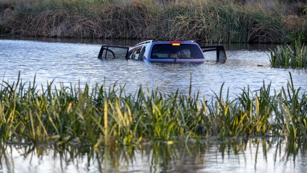 The car submerged in Lake Gladman, off Manor Lakes Boulevard in Wyndham Vale.