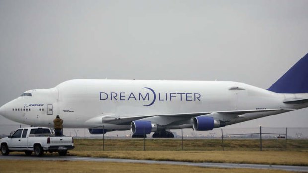 Sorry wrong airport: the Boeing 747 LCF Dreamlifter after it accidentally landed at Colonel James Jabara Airport in Wichita, Kansas.