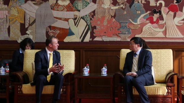 Chief Minister Andrew Barr meeting  National Library of China director Han Yongjin.