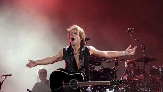 Captive audience . . . Jon Bon Jovi on the first date of a three-night stint in Sydney.