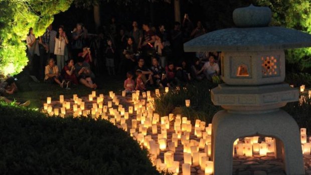 Some of the 2000 candles lit for the Nara Candle Festival at the Nara Peace Park.