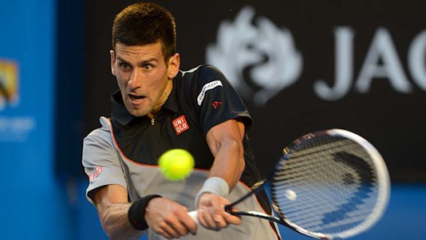In line: Novak Djokovic put in a smooth performance against Lukas Lacko.