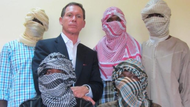 Stephen Davis last year with members of the terror group JAS, a forerunner to Boko Haram. 
