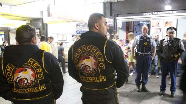 ''We just ride our bikes and that's it'' &#8230; bikies behaving quietly in Kings Cross on Saturday night.