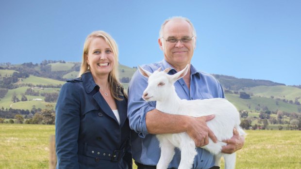 Bubs Australia and NuLac Foods Founders Kristy Carr with John Gommans on Australia's largest goat farm.