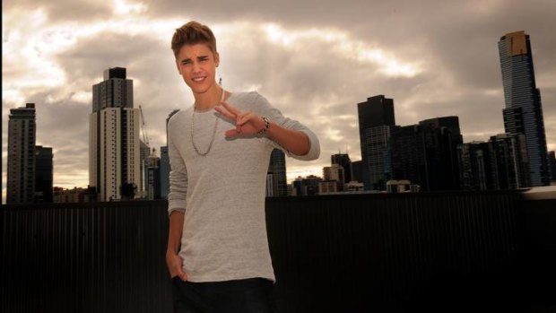 It's him: Canadian pop star Justin Bieber takes time out at Fox FM in South Melbourne.